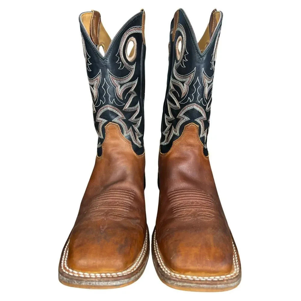 Justin Men’s Bent Rail Caddo Brown Leather Western Cowboy Boots Size US 11.5 D